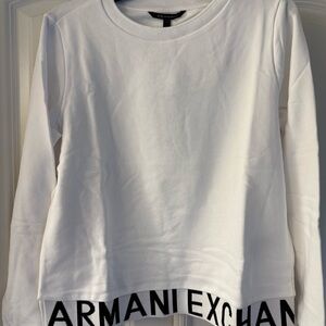 Armani Exchange White Crew Neck Sweater